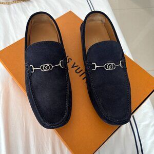 Louis Vuitton Men’s Navy Suede Driving Moccasins Loafers US 9